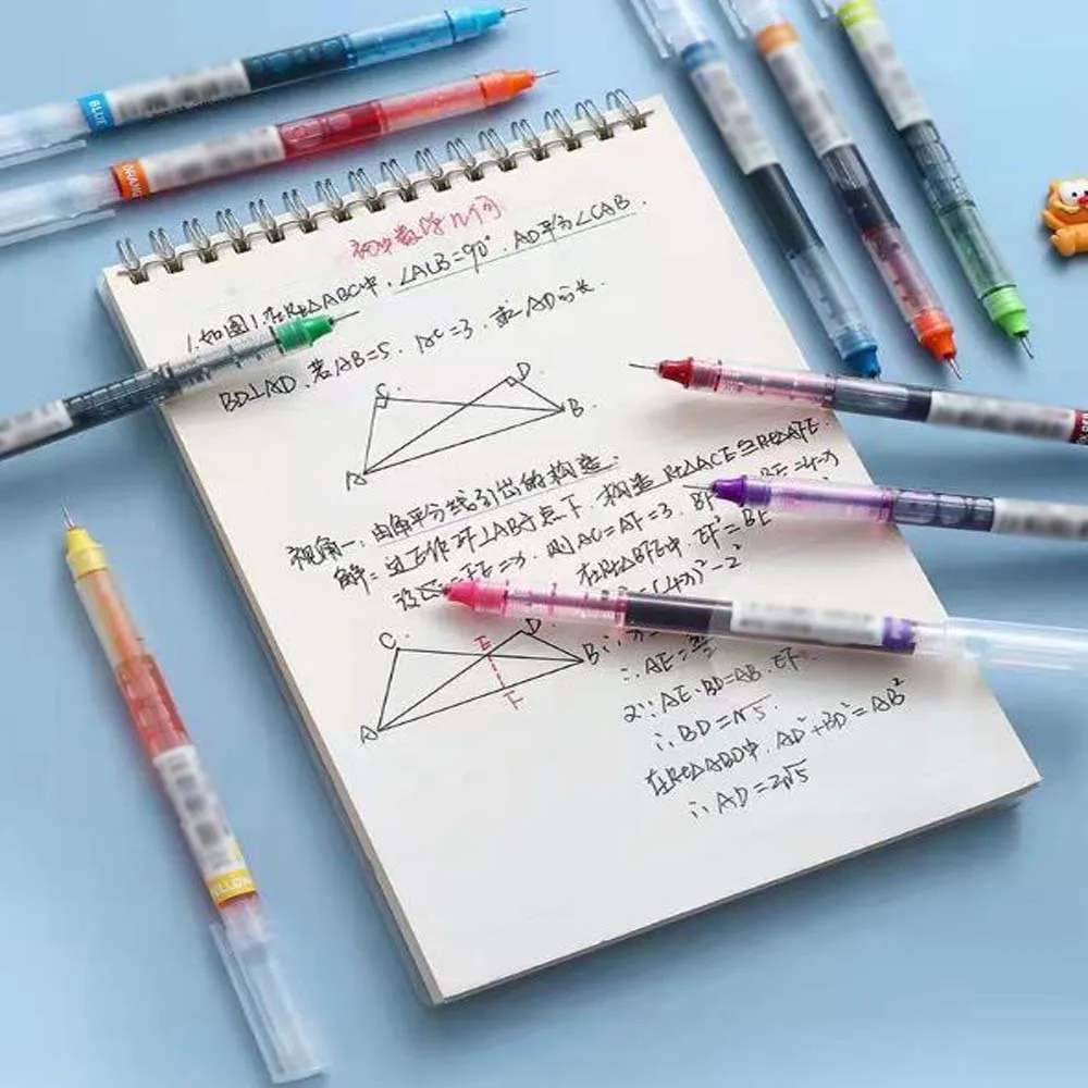12 Stück farbiger, schnell trocknender, gerader, flüssiger Vollnadelstift, einfacher neutraler Stift mit großer Kapazität, geeignet zum Zeichnen, Notizen machen