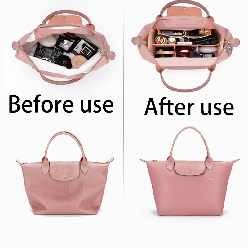 Organizador de bolso, organizador de bolso de fieltro con múltiples bolsillos, organizador de bolso de mano plegable para insertar organizador de cartera para bolso