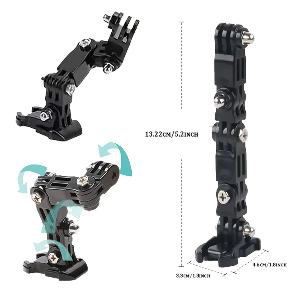 Brazo de extensión para casco de motocicleta GoPro Hero, cámara deportiva de acción Osmo, conjunto de accesorios de montaje en barbilla para Go Pro Insta360