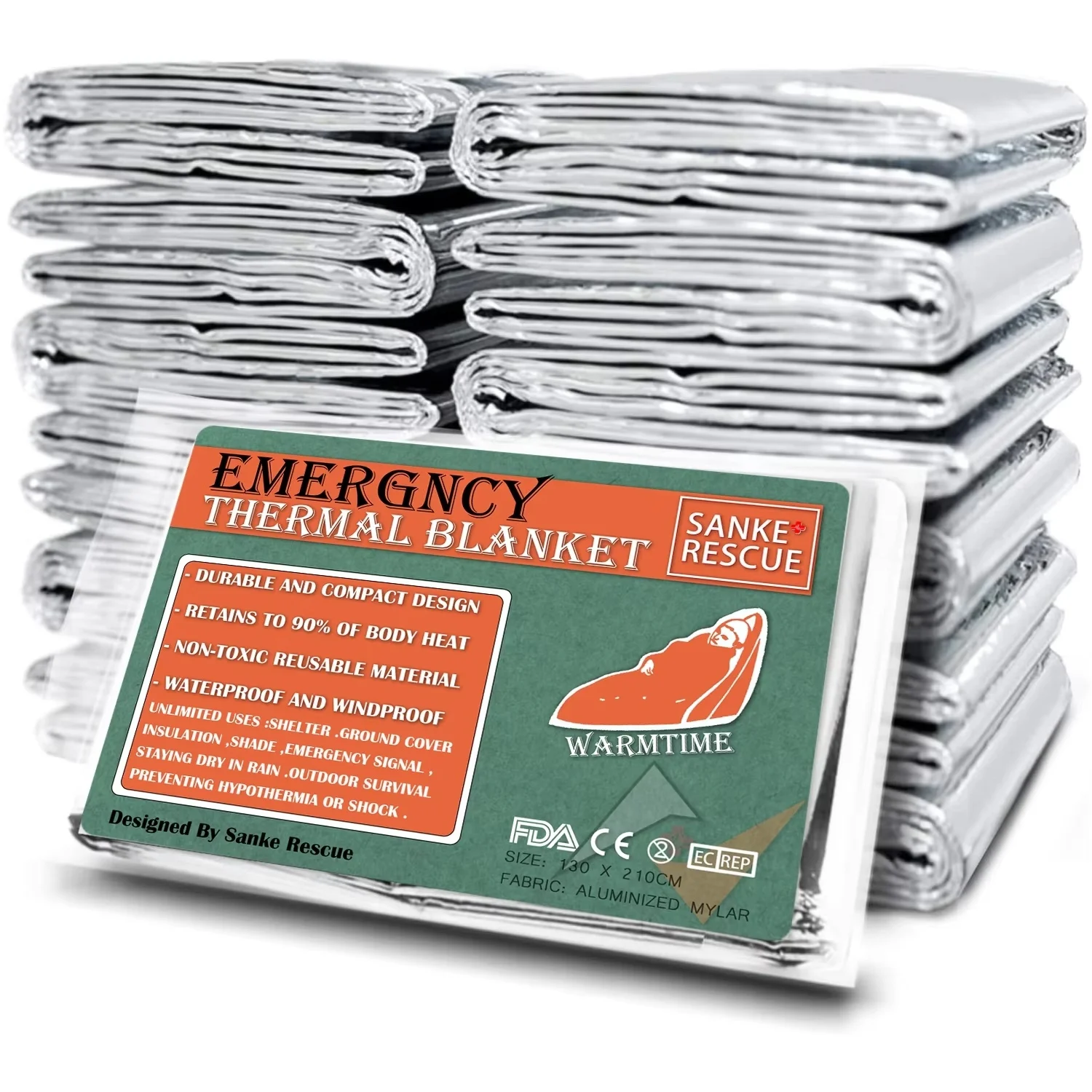 4 stuks Emergency Mylar Thermische Deken Folie Ruimtedeken Ontworpen voor NASA Body Warmer Outdoor EHBO Kamperen Wandelen Reizen