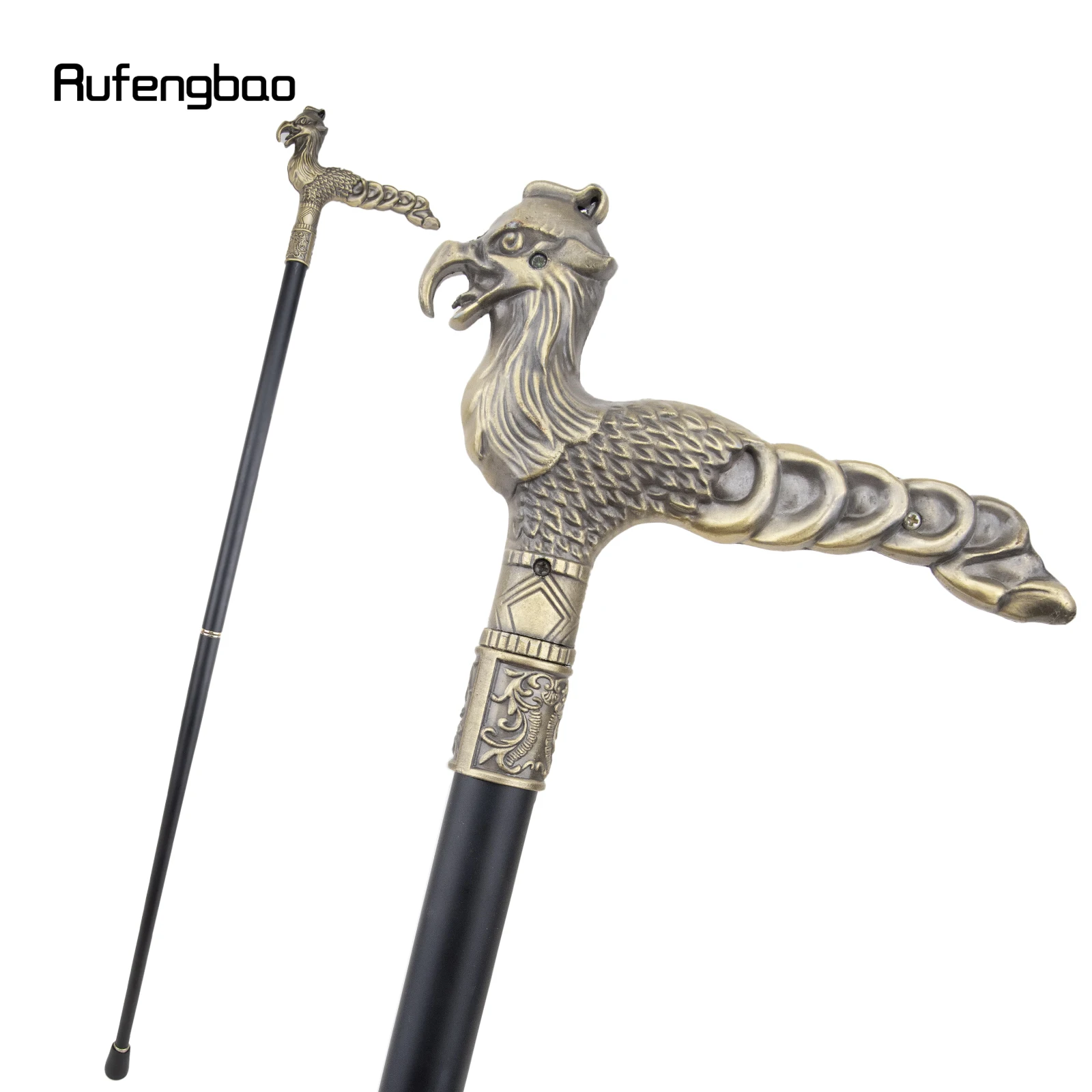 Bastón de cola larga Phoenix de cobre para caminar, perilla de Crosier de lujo para caballero, 93cm