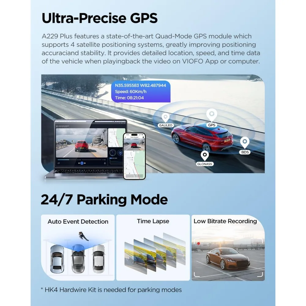 A229 Plus Dash Cam Front and Rear, Dual STARVIS 2 Sensors, 2 Channel HDR, , Support 512GB Max, Voice Control, Ultra-Precise GPS