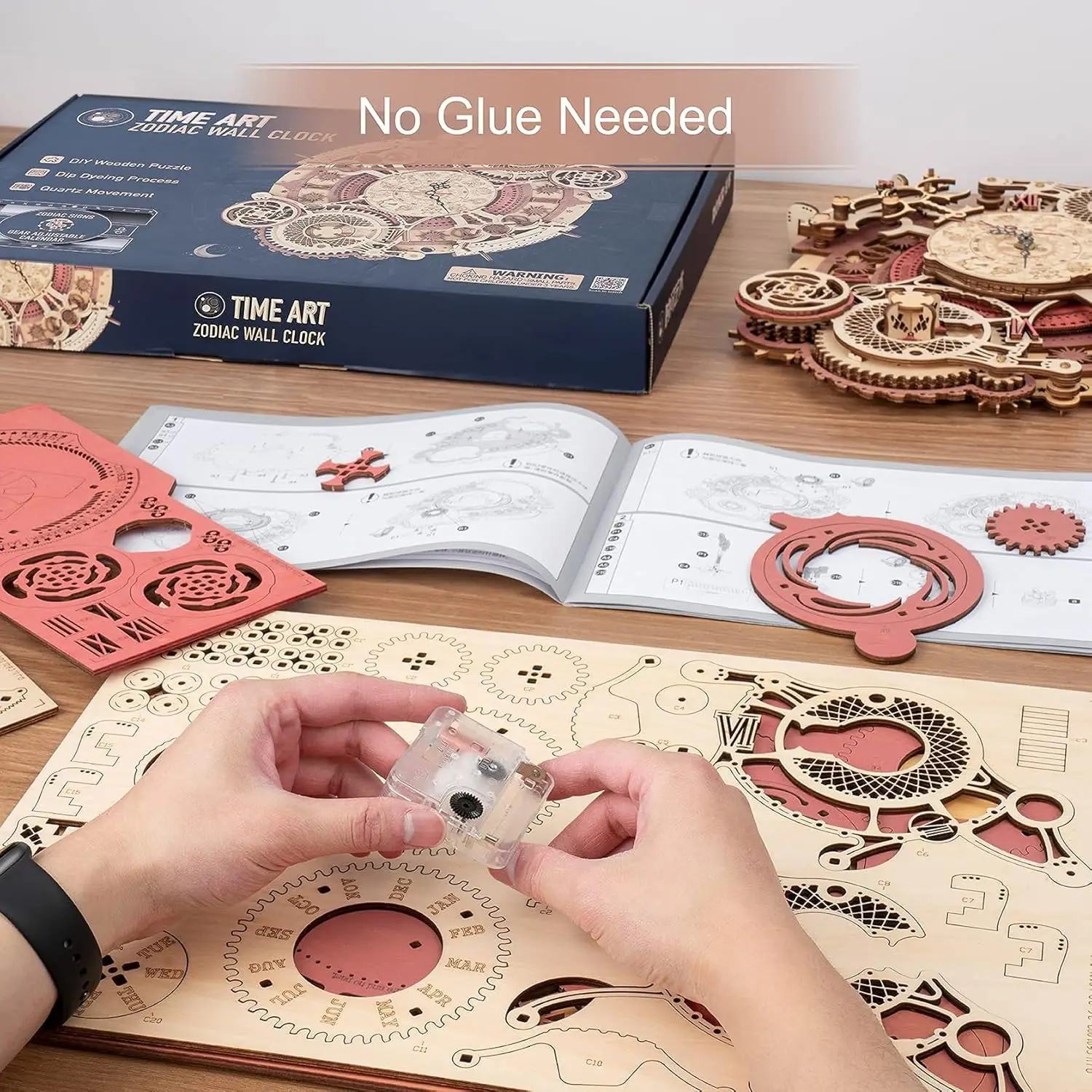 Robotime ROKR LC601 Sternzeichen-Wanduhr, 3D-Holzpuzzle, Modellbau, Geschenke für Sie, für Weihnachten