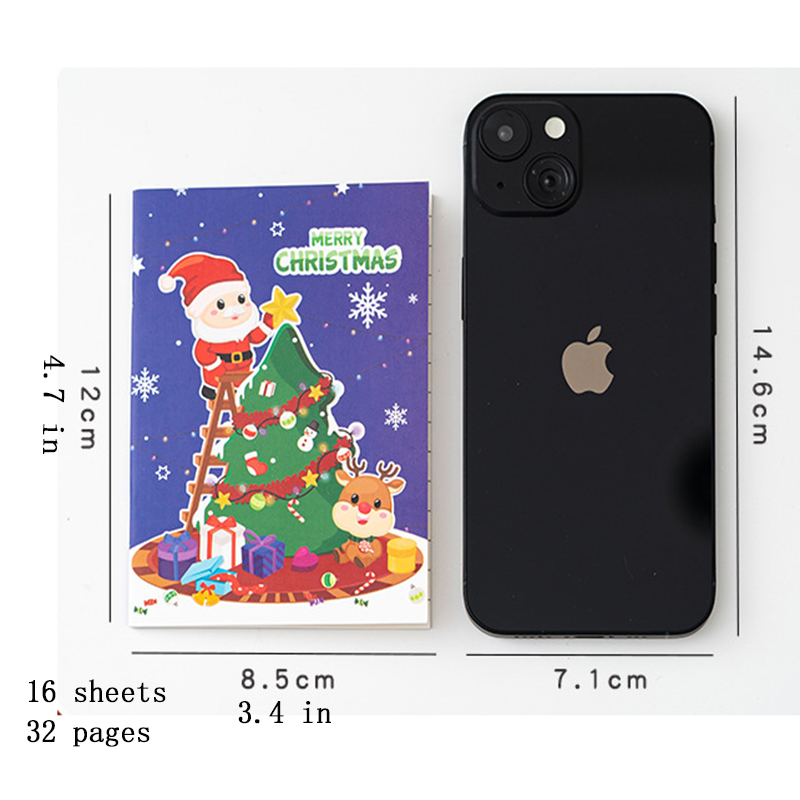 20 pcs Christmas Theme Mini Notebook Christmas Decoration Pocket Portable Notepad Children's Small Prize Booklet