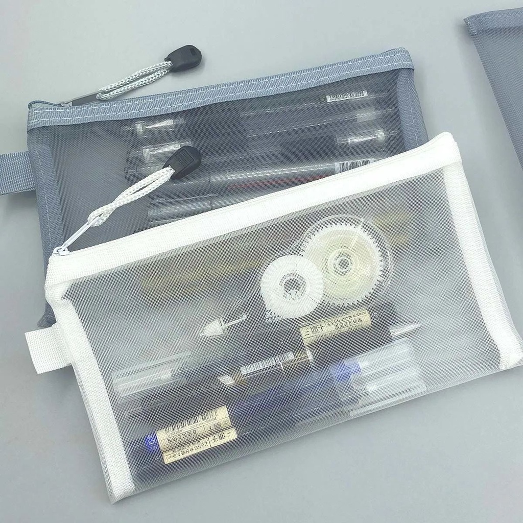 Astuccio in rete trasparente borsa portaoggetti di grande capacità borsa portamatite in Nylon con cerniera forniture scolastiche per ufficio forniture per ufficio