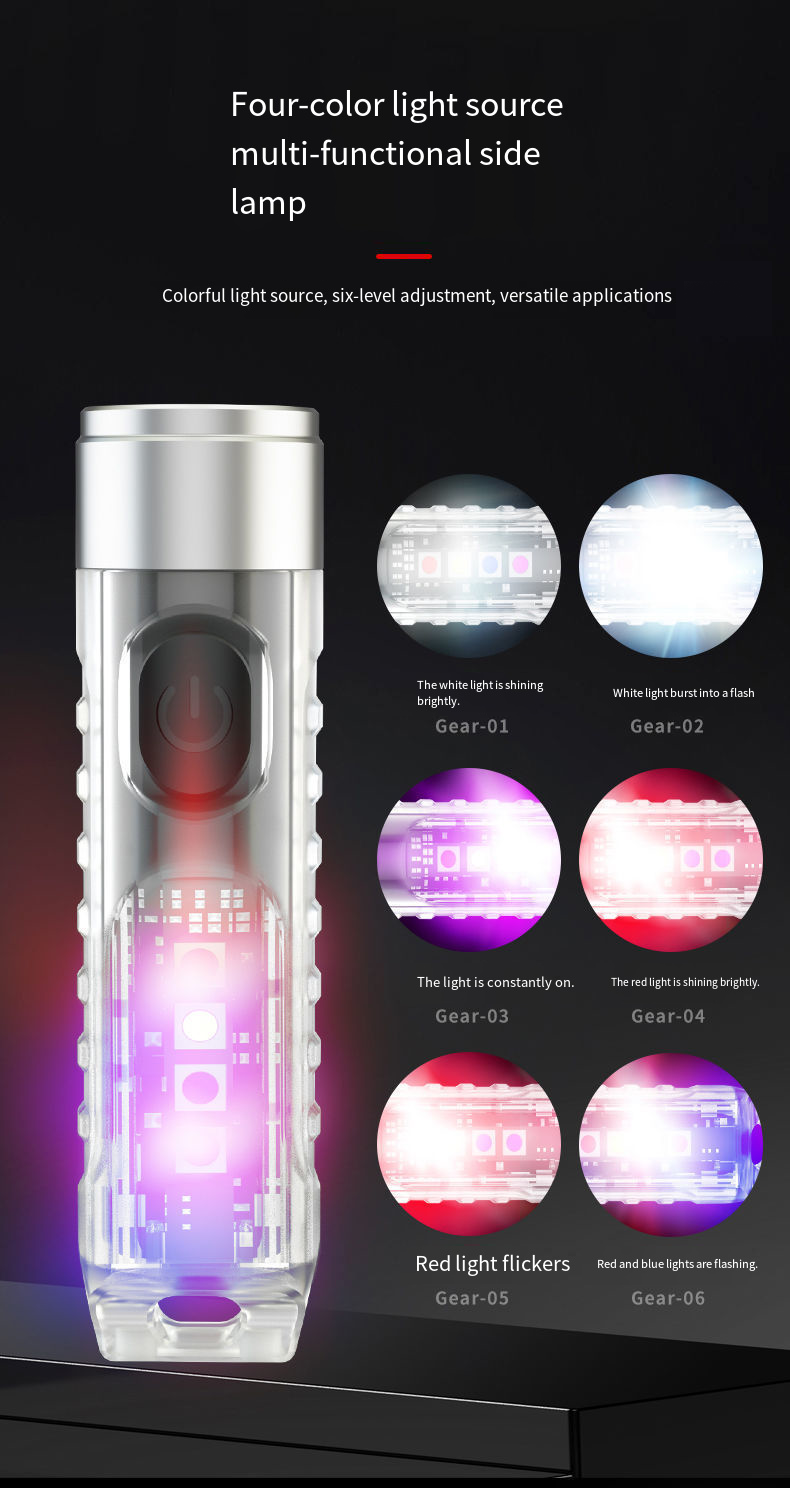 Mini linterna llavero recargable de 1 pieza con múltiples modos y base magnética: ideal para acampar y actividades al aire libre