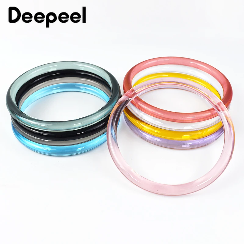 Deepeel-mango Circular acrílico de 10cm para bolsa, asas decorativas de plástico transparente, anillo de resina, piezas de equipaje DIY, 2/4 Uds.