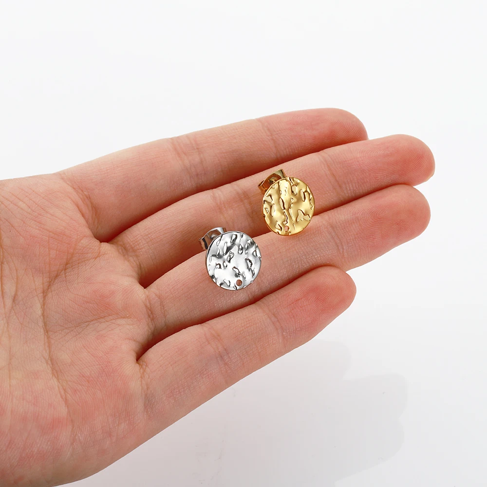 10 pçs de aço inoxidável gravação orelha studs brinco posts conjunto para brincos piercing jóias fazendo diy