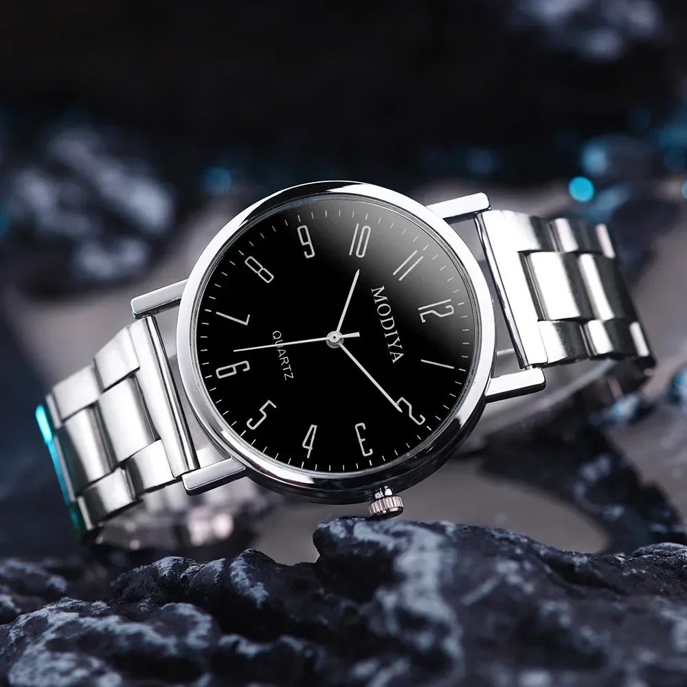 Reloj informal con correa de malla de acero inoxidable para hombre, reloj de cuarzo con esfera Simple, esferas redondas, reloj de pulsera de negocios Orologi Di Lusso Leggeri