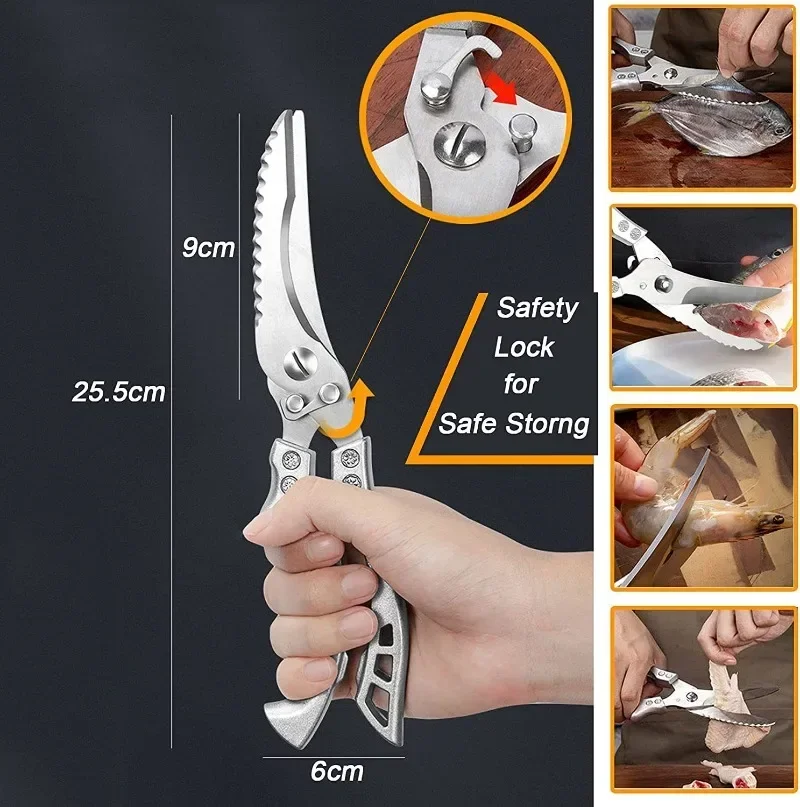 เลเซอร์ดามัสกัสมีดครัว Cleaver เนื้อผลไม้ขนมปังมีดบาร์บีคิว Boning มีดตัดไก่สะดวกกรรไกรมีดครัว