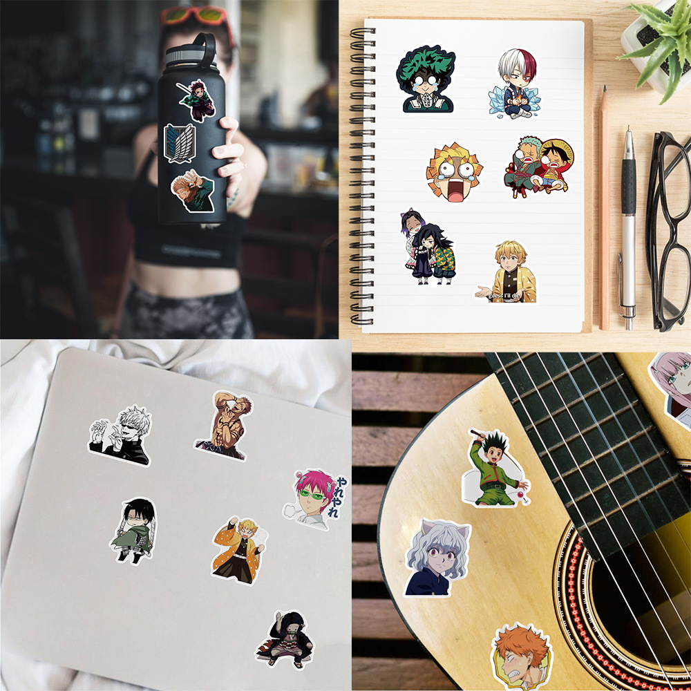 300 pçs mix anime adesivos para crianças onepiece jujutsukaisen dragonball adesivo diy parede do carro legal dos desenhos animados decalques brinquedo à prova dwaterproof água