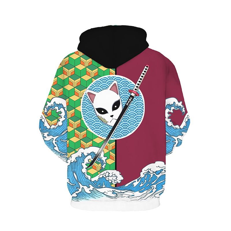 Anime Demon Slayer Kimetsu No Yaiba 3D Bluza z kapturem Demon Slayer Agatsuma Zenitsu Tomioka Giyuu Cosplay Męski płaszcz Strój