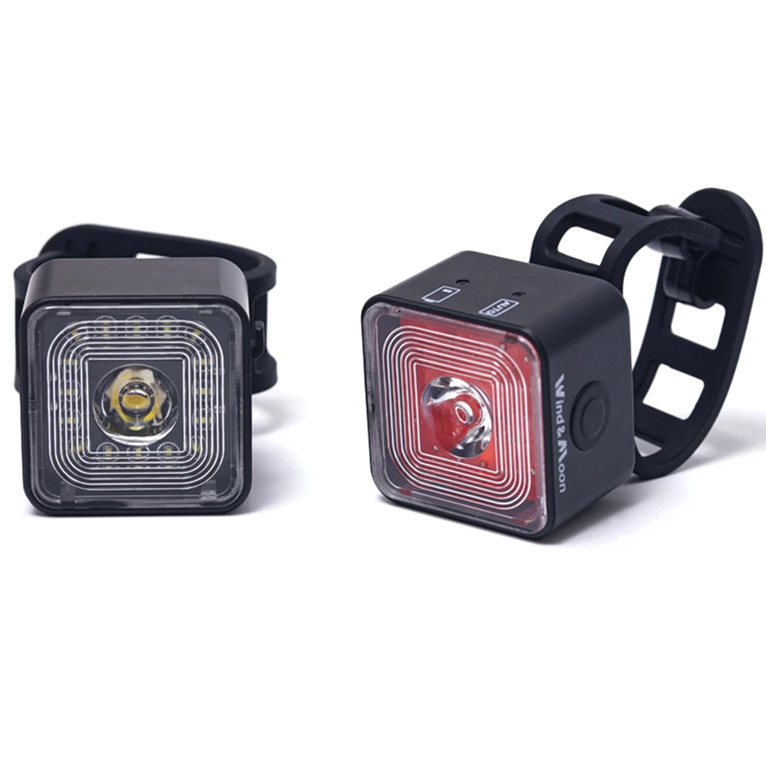 WIND&MOON 120 Lumen IP66 Waterproof Light Sets Headlight and Tail Light Sets for 5 Gear Mode Brake Lamp,WT06+WT06S F