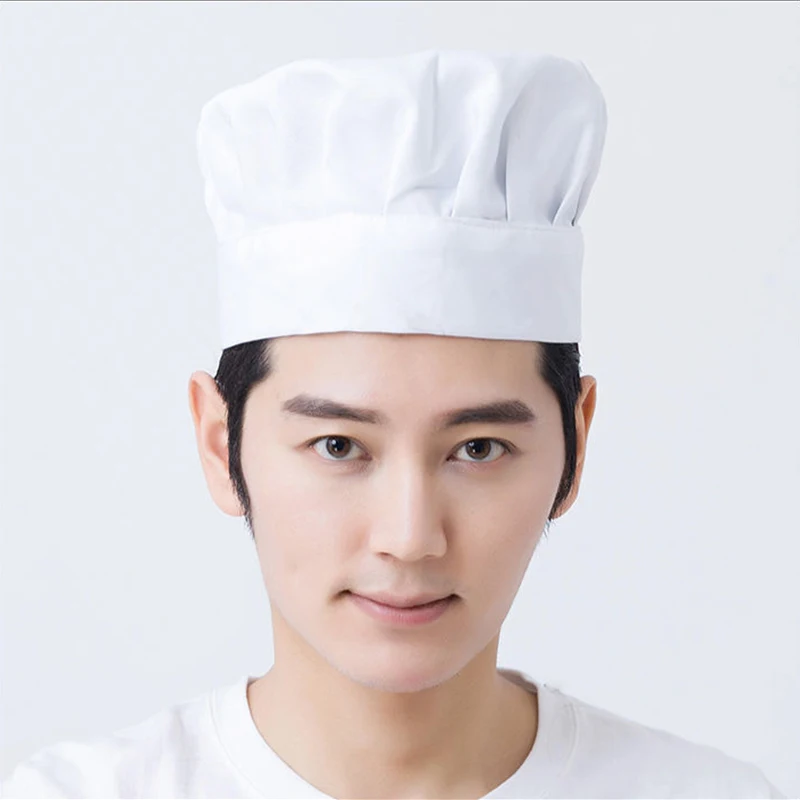 ผู้ชายห้องครัวหมวกยืดหยุ่นโรงแรมร้านอาหารห้องครัว Chef สูงหมวก Catering Serve เบเกอรี่ร้านเค้ก Breathable Cook หมวกขนาดกลาง