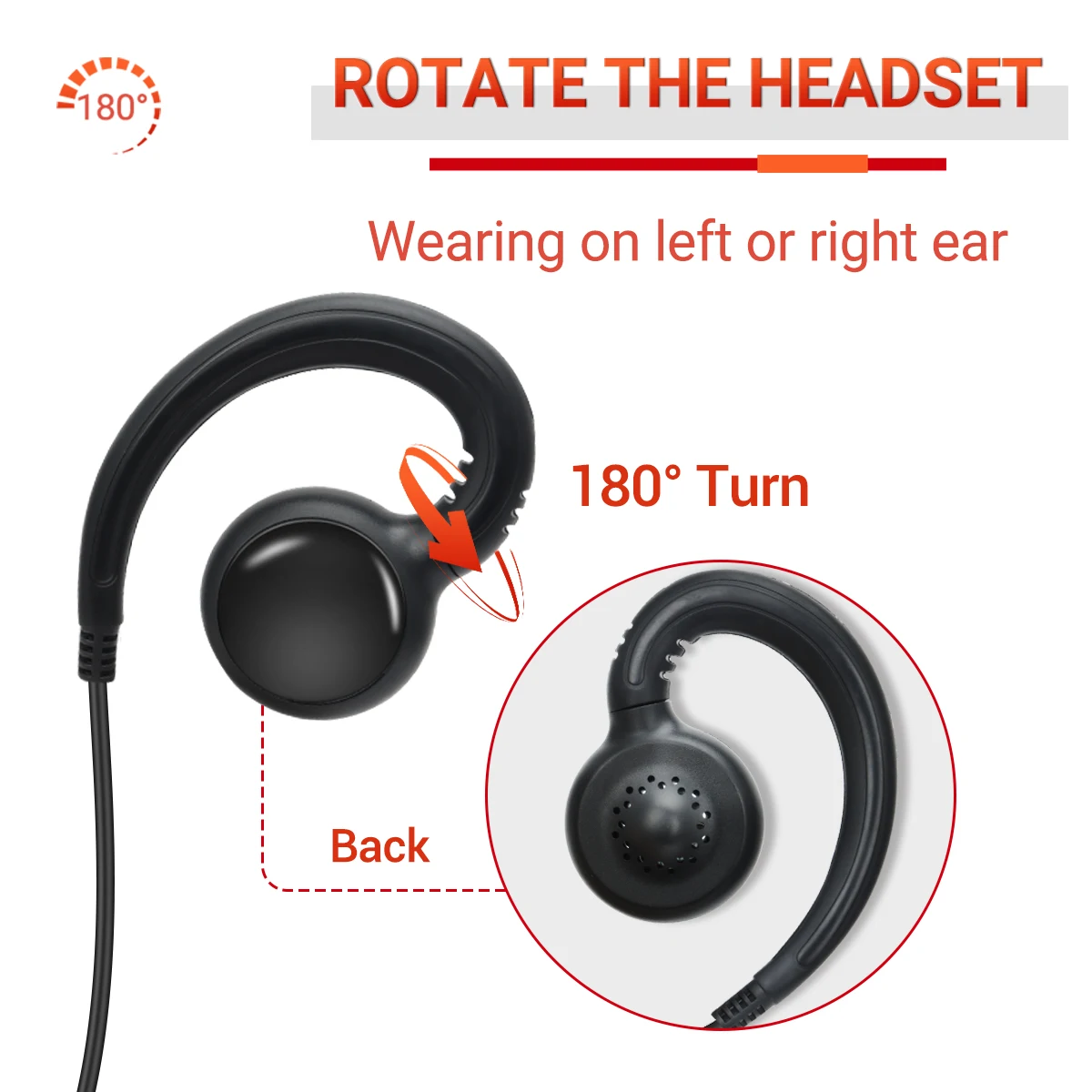 2 stks BAOFENG 2 Pin G-vorm Oorhaak Headset Oortelefoon PTT Voor Baofeng UV5R UVS9 UV-13 UV-17 UV-21 UV16 PRO PLUS Walkie Talkie