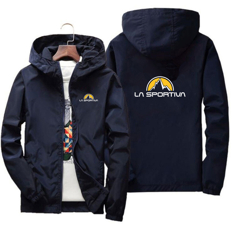 Chaqueta deportiva de primavera para hombre, chaqueta deportiva estampada de alta calidad para exteriores, chaqueta deportiva informal de marca a la moda con capucha a prueba de viento