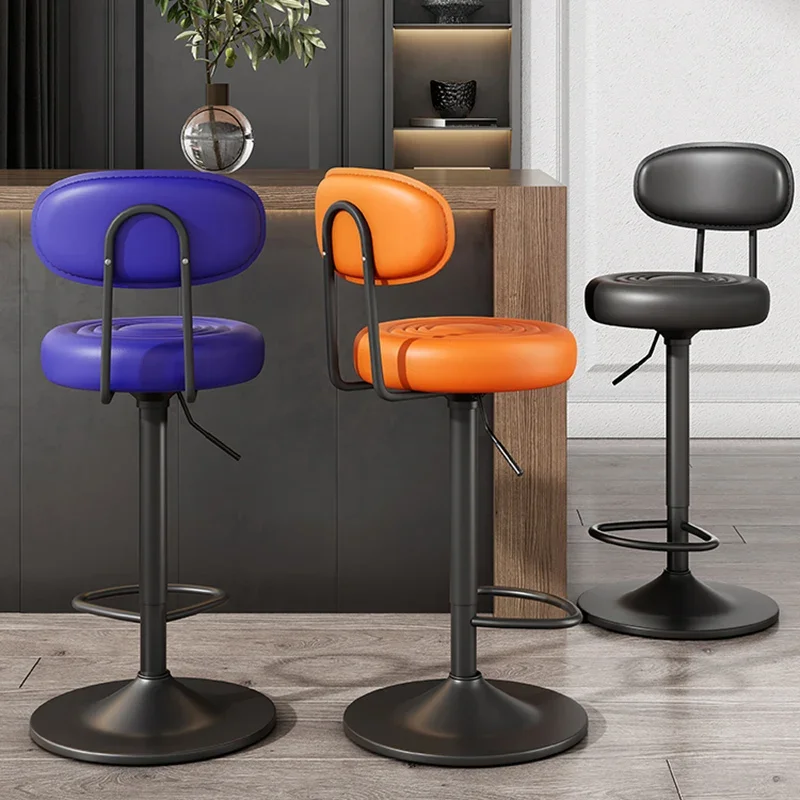 Swivel Adjustable Height Bar Stool Backrest Minimalist For Home Pub Reception Cashier Counter Modern High Seat Stool
