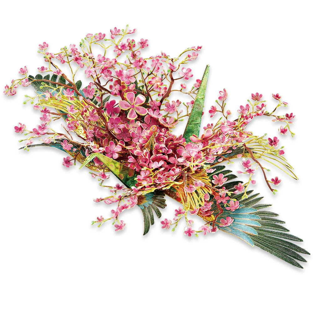 Piececool 3D Kim Loại Xếp Hình Xây Dựng Mô Hình Bộ Dụng Cụ-Feach Blossm Cần Trục DIY Ghép Hình Đồ Chơi, giáng Sinh Quà Tặng Sinh Nhật Cho Người Lớn Trẻ Em
