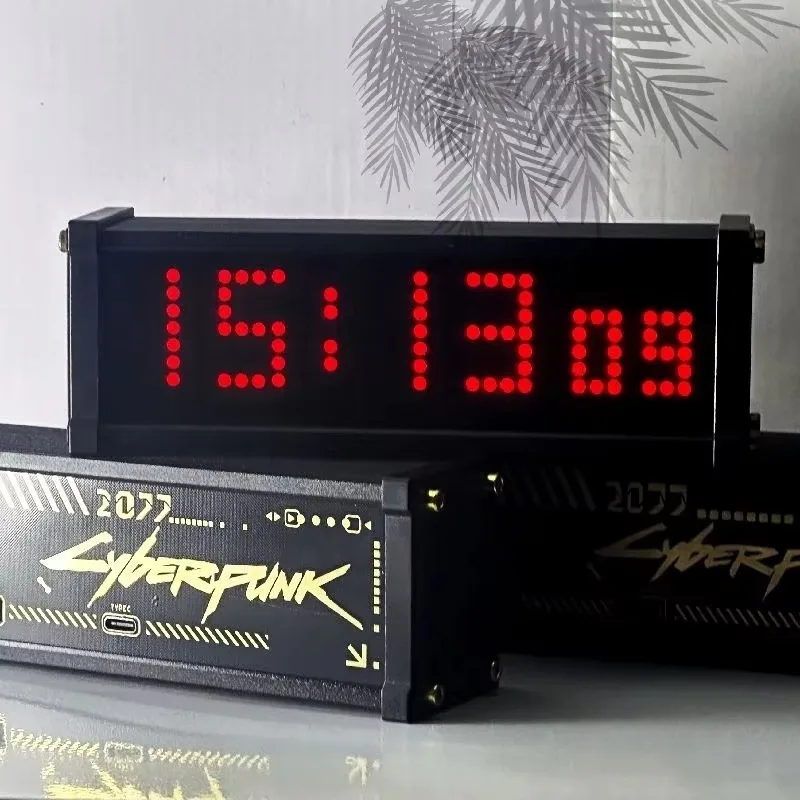 WFD Retro Electronic Tube Clock Pseudo-fluorescente Matrix Cyberpunk Spectrum Function decorazioni Desktop