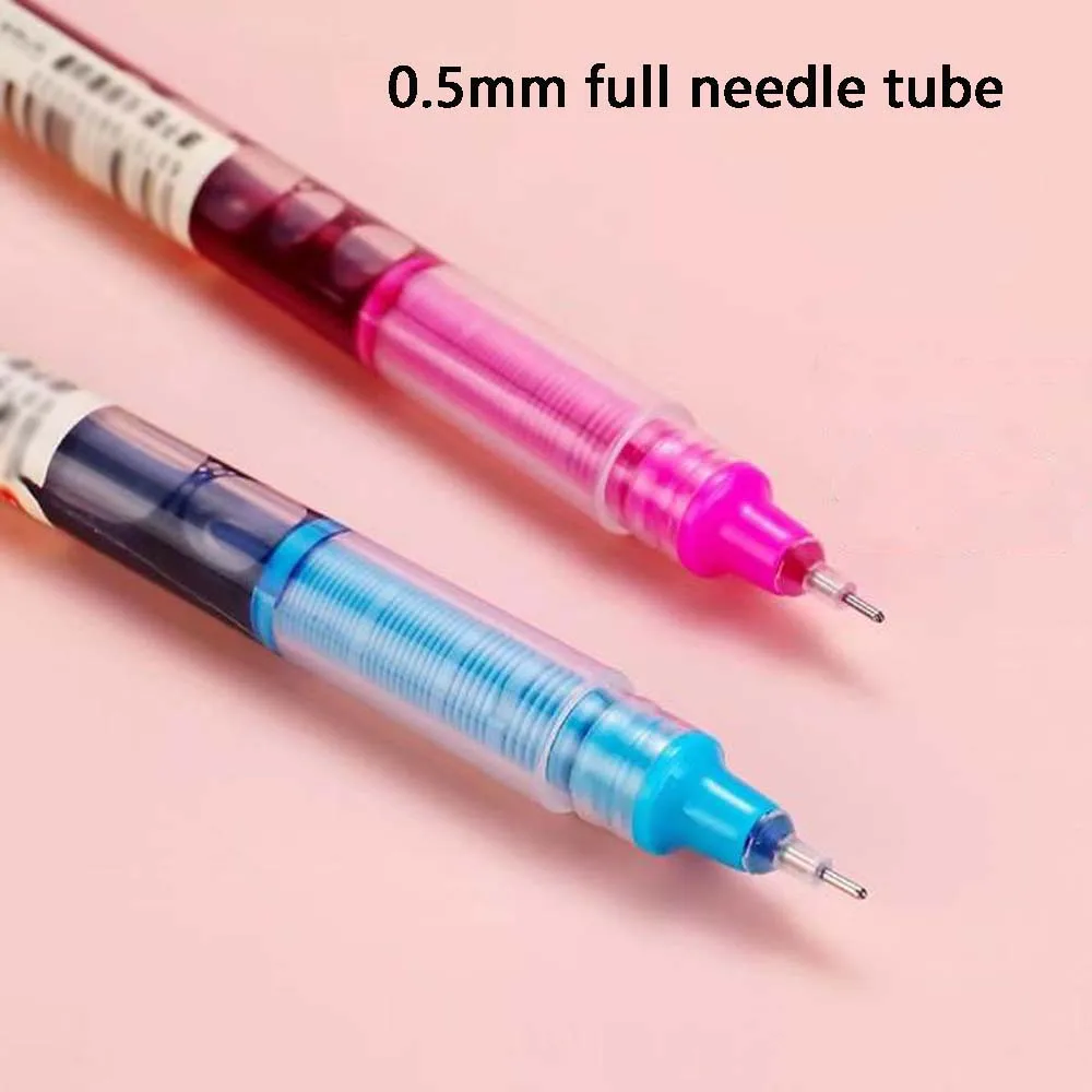 12 Stück farbiger, schnell trocknender, gerader, flüssiger Vollnadelstift, einfacher neutraler Stift mit großer Kapazität, geeignet zum Zeichnen, Notizen machen