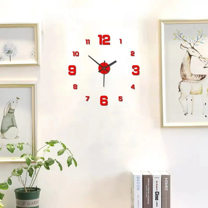 นาฬิกาแขวนผนัง DIY แบบไร้กรอบสุดสร้างสรรค์นาฬิกาแขวนผนังบ้านนาฬิกาเงียบสำหรับห้องนั่งเล่นสำนักงาน