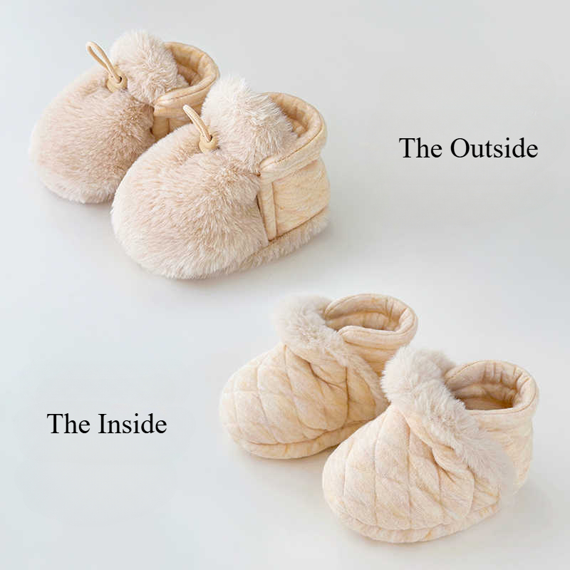 Winter Baby Shoes 6-12 Months Non-Slip Soft Sole Booties Anti-Drop Fuzzy Socks 0-1 Year First Walkers