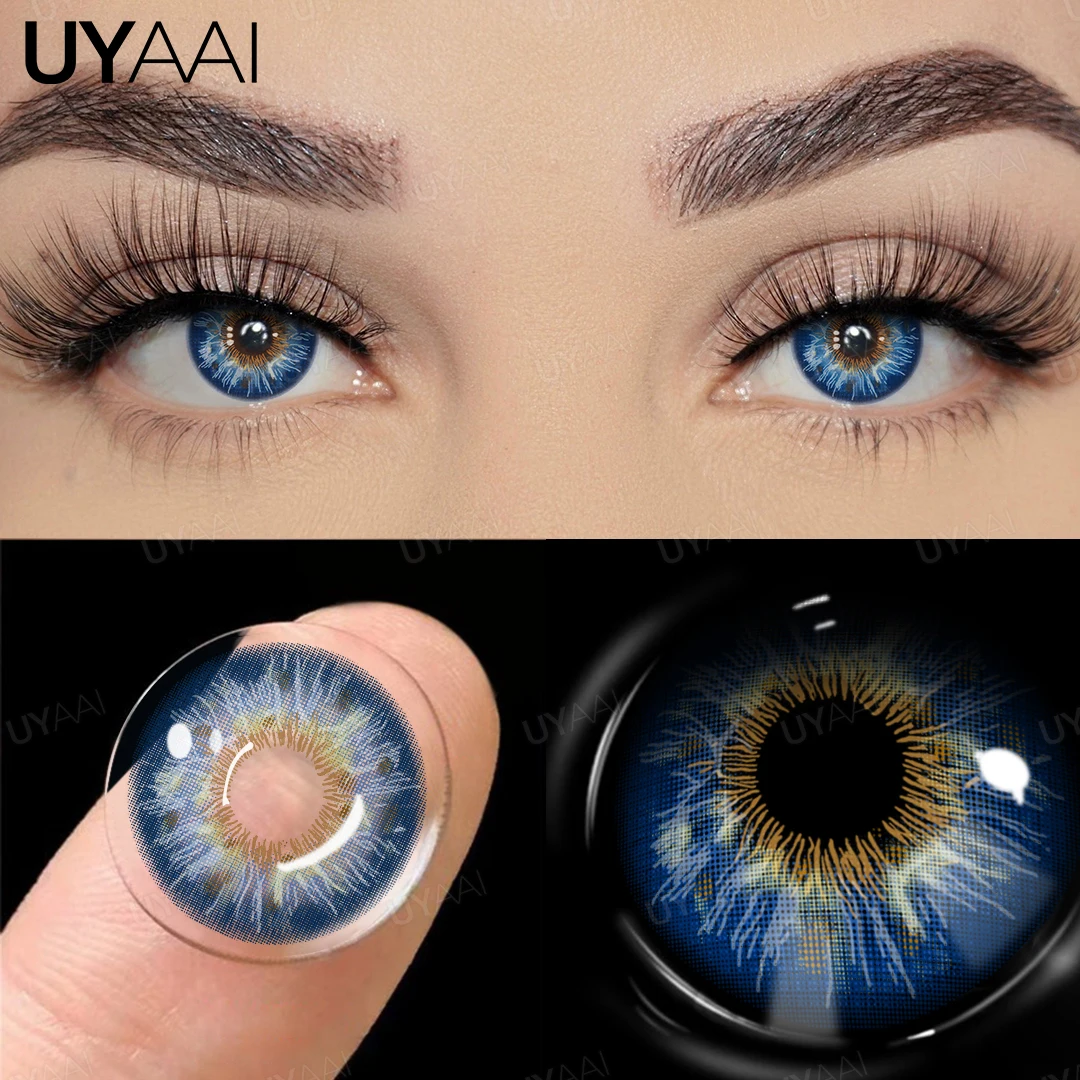 UYAAI -0.75 to -6.00 Natural Graduation Colored Eyes Lenses with Degree Colored Contact Lenses with Diopters Gray Colored Pupils