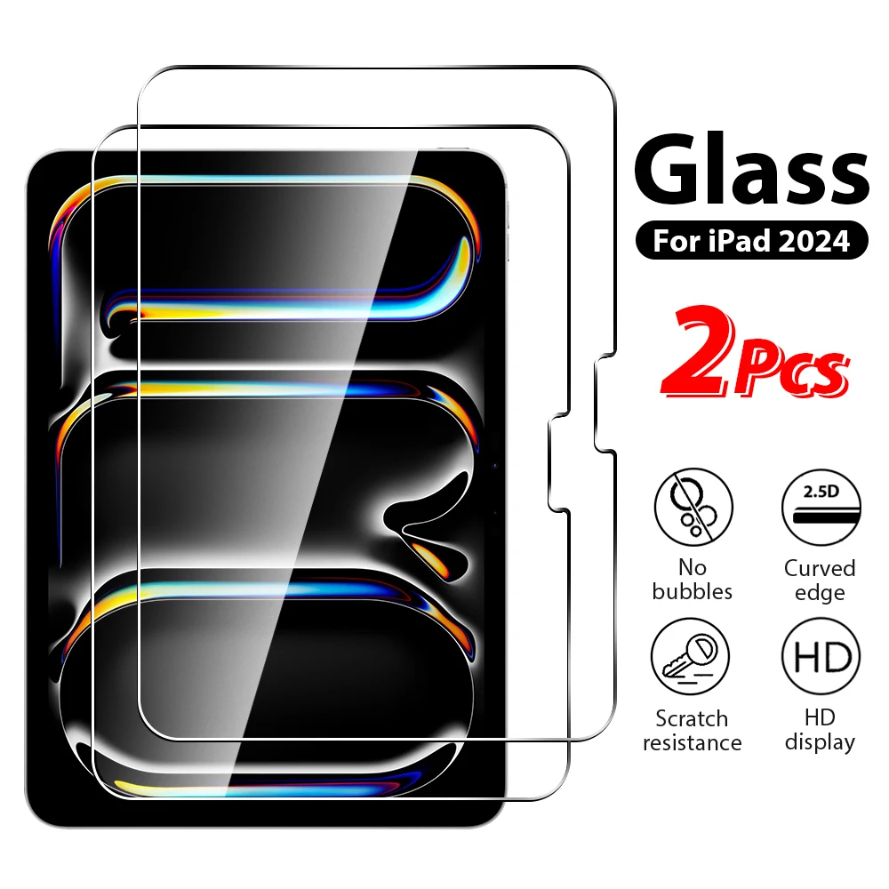 Vidrio templado para Ipad Pro 13 12,9 2024 Air 11 5 4 3 2 1 M4 M2 Protector de pantalla para 10 9 3. a generación Mini 7 6 10,2 película