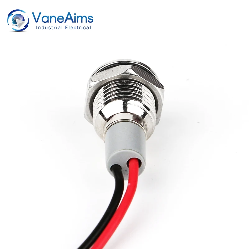 VaneAims 10มม.กันน้ำ IP67โลหะไฟ LED ไฟแสดงสถานะสายไฟสัญญาณ3V 6V 12V 24V 220V สีแดงสีเขียวสีเหลืองสีขาวสีฟ้า
