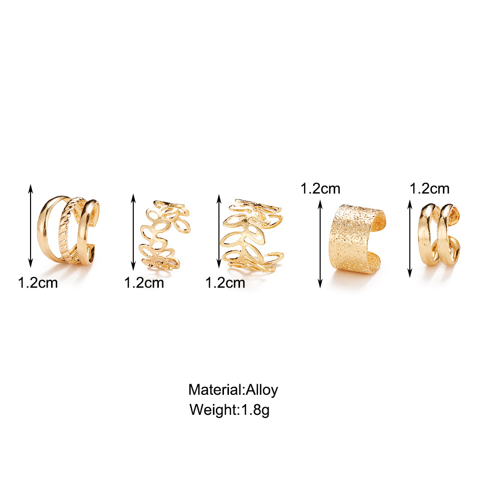 Boucles d'oreilles à Clip en feuilles de couleur or argent pour femmes et hommes, manchette d'oreille créative Simple en C, ensemble de clips d'oreille Non perçants, bijoux tendance, cadeau