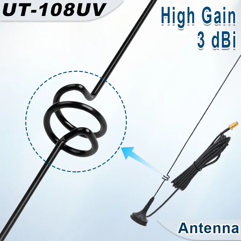 UT-108UV walkie talkie antena de carro magnética SMA-F banda dupla uhf vhf para baofeng UV-5R tyt wouxun quansheng UV-K5 8 rádio em dois sentidos