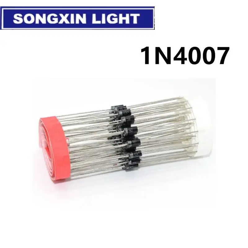 100 Uds 1N4007 4007 1A 1000V DO-41 diodo rectificador de alta calidad IN4007 1n4007