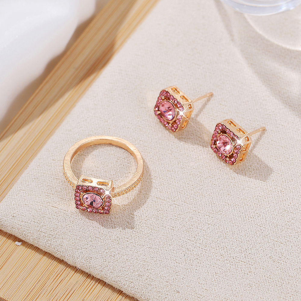 1PC Luxury Cube Jewelry Set, Women's Elegant Necklace, Earrings & Ring Set, Perfect Gift for Valentine's Day, Christmas Gift, Bi