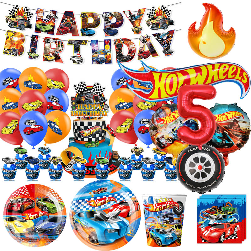 Hot Wheels автомобиль украшение для дня рождения одноразовая посуда воздушный шар бумажные стаканчики тарелки скатерть товары для детского душа для мальчиков