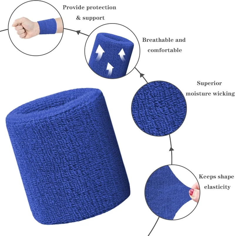 Nuevo 1 par 2 uds conjunto de muñequeras de algodón transpirables pulseras absorbentes para el sudor para tenis fútbol baloncesto correr gimnasio