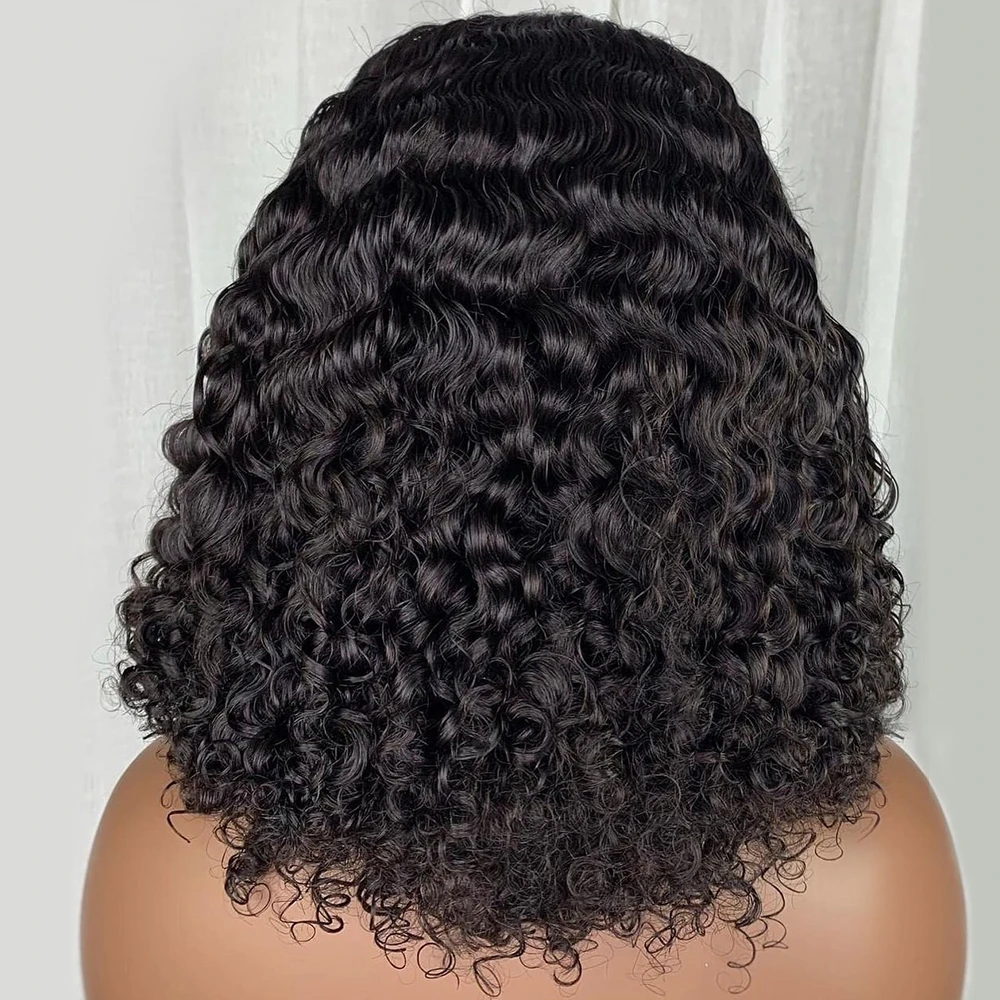 12Aสั้นBobวิกผมDeep Wave 100% ผมมนุษย์Wigs Ready To Go GluelessวิกผมบราซิลWater Waveวิกผมลูกไม้ด้านหน้าด้านหน้าสําหรับผู้หญิง