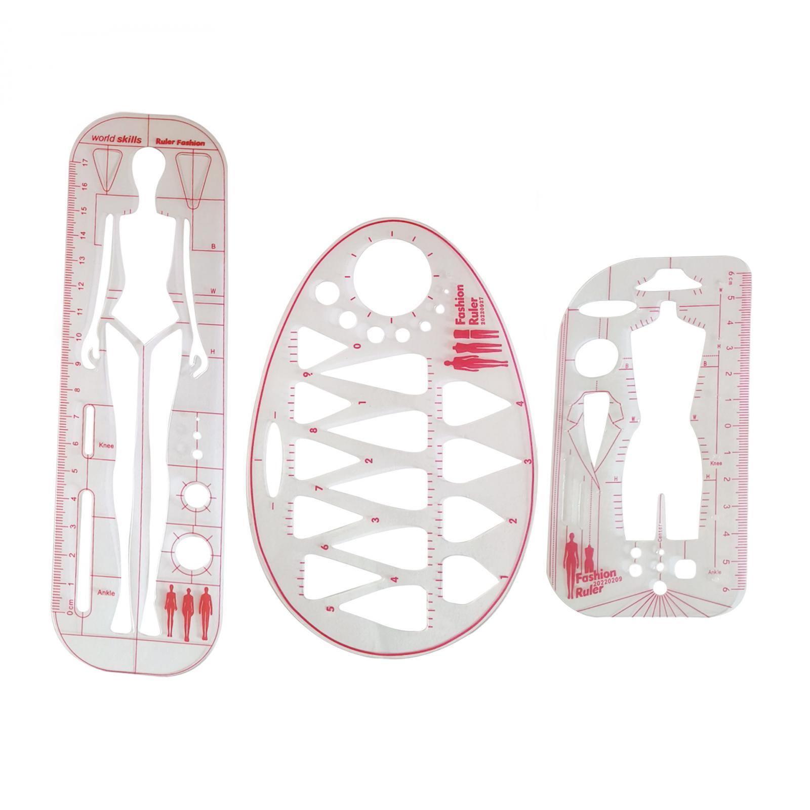 Mode-Vorlage, Lineal, Mustermacher, Kleider, multifunktionale Arbeitskleidung, transparent, modische Illustration, Lineale, Nählineal