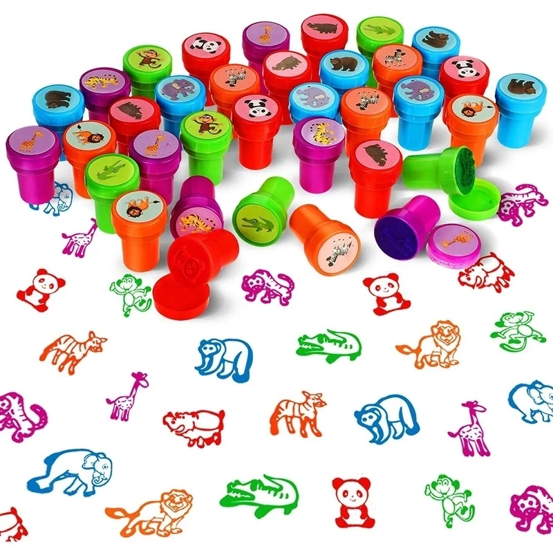 10 pezzi timbri assortiti per bambini timbri auto-inchiostro francobolli giocattolo per bambini faccina sorridente sigillo scrapbooking pittura fai da te album fotografico decor