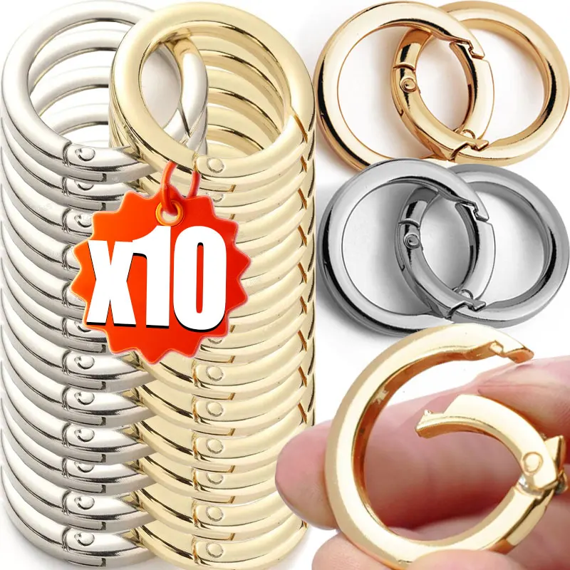 2-10Pcs/lot Spring Gate O Ring Openable Keyring Key Leather Bag Handbag Belt Strap Pendant Buckle Snap Clasp Clip Trigger Hook
