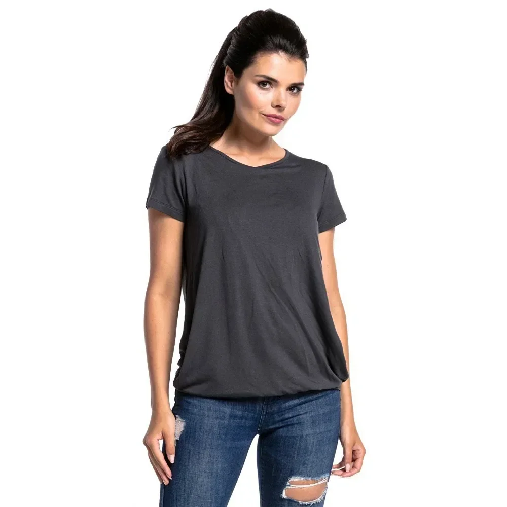 Camisetas de manga corta de Color puro para mujer, ropa de maternidad, blusa para embarazadas, Tops de lactancia