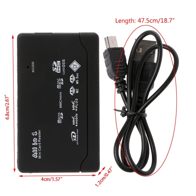 Przenośny czytnik kart SD L9NA USB All-in-1 odczytuje karty pamięci Flash jednocześnie uniwersalny Adapter Multi Hub dla CF XD