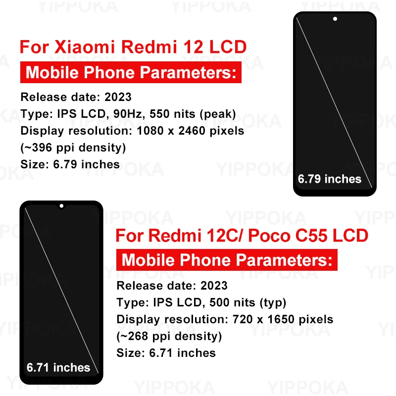 22120RN86I สำหรับ Xiaomi redmi 12C LCD poco หน้าจอ C55ทัชสกรีนดิจิไทเซอร์สำหรับจอแสดงผล redmi 12 23053RN02A อะไหล่ทดแทน LCD
