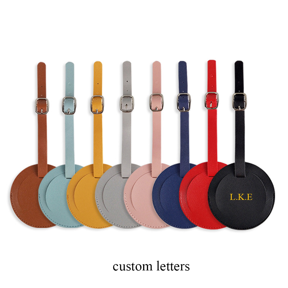 Etiqueta de equipaje redonda encantadora y elegante, letras personalizadas, accesorios de viaje populares, etiqueta de tarjeta de equipaje para maleta, regalo con iniciales personalizadas DIY