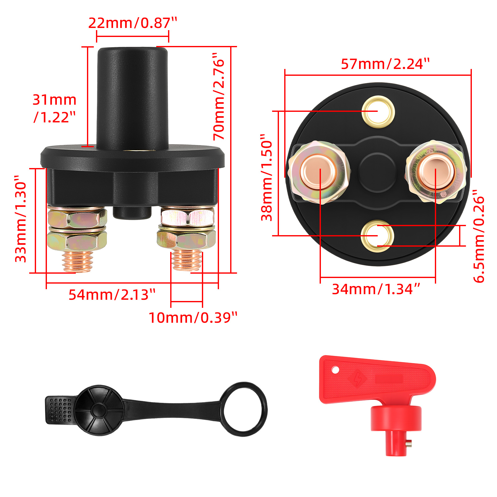 1pc Auto Batterie Schalter Trennschalter Power Isolator Cut Off Rally Schalter Kit Mit Abnehmbarem Schlüssel Für Auto Motorrad Lkw boot