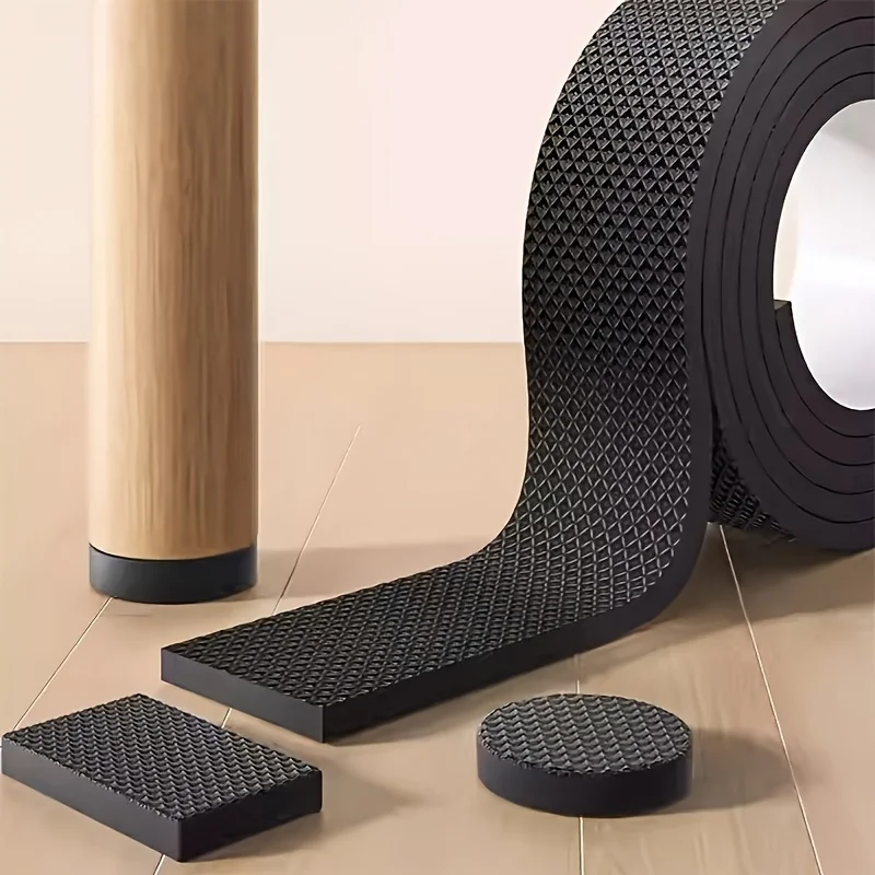 Black Chair Foot Pads 1 Roll - Thick Anti-Slip Noise Reducers | Wear-Resistant Furniture Protectors for Table/Chair Mute Pads