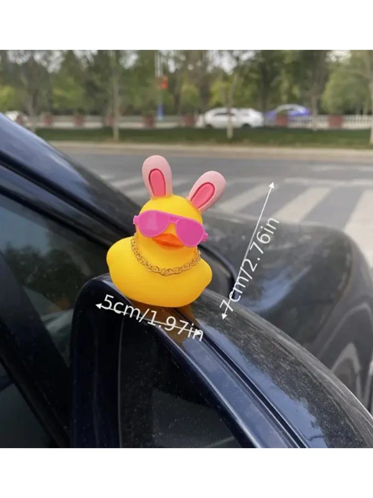 Rubber Duck Car Ornaments Yellow Duck Car Dashboard Decorations with Propeller Helmet for Christmas Decor and Home Decorations