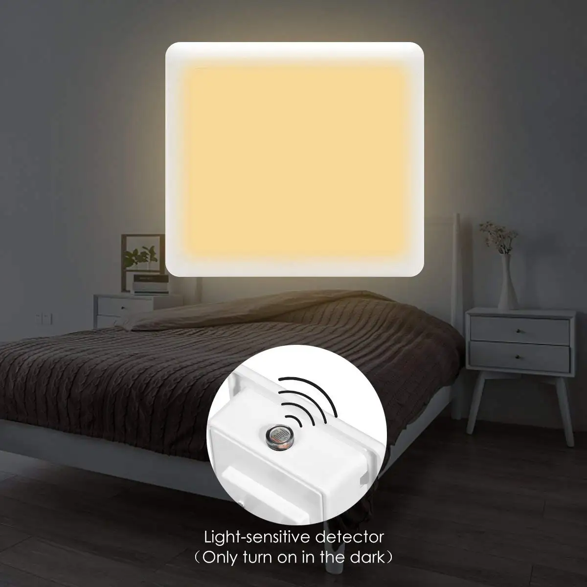 Tự Động 0.3W Đèn Ngủ Anh Cắm Ấm/Ngày Trắng Hoàng Hôn Đến Bình Minh Ánh Sáng Ban Ngày Cảm Biến Năng Lượng Thông Minh thiết Kế Tiết Kiệm Nhà Văn Phòng