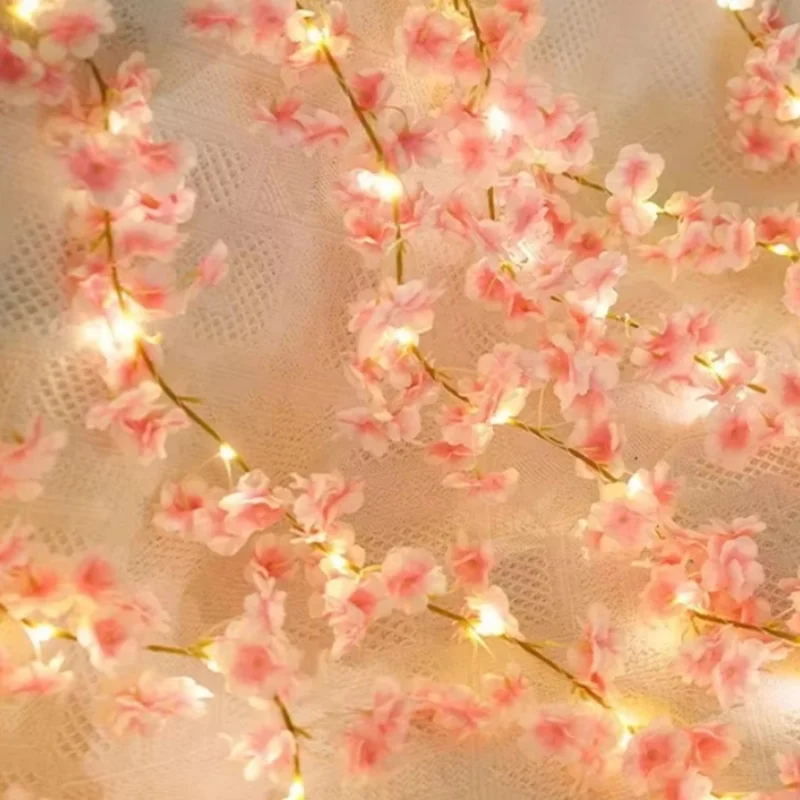 180 cm künstliche Sakura-Blumenranke für Hochzeitsdekoration, Gartenbogen, Zuhause, Raumdekoration, Party, Braut, gefälschte Seide, Outdoor-Ornament