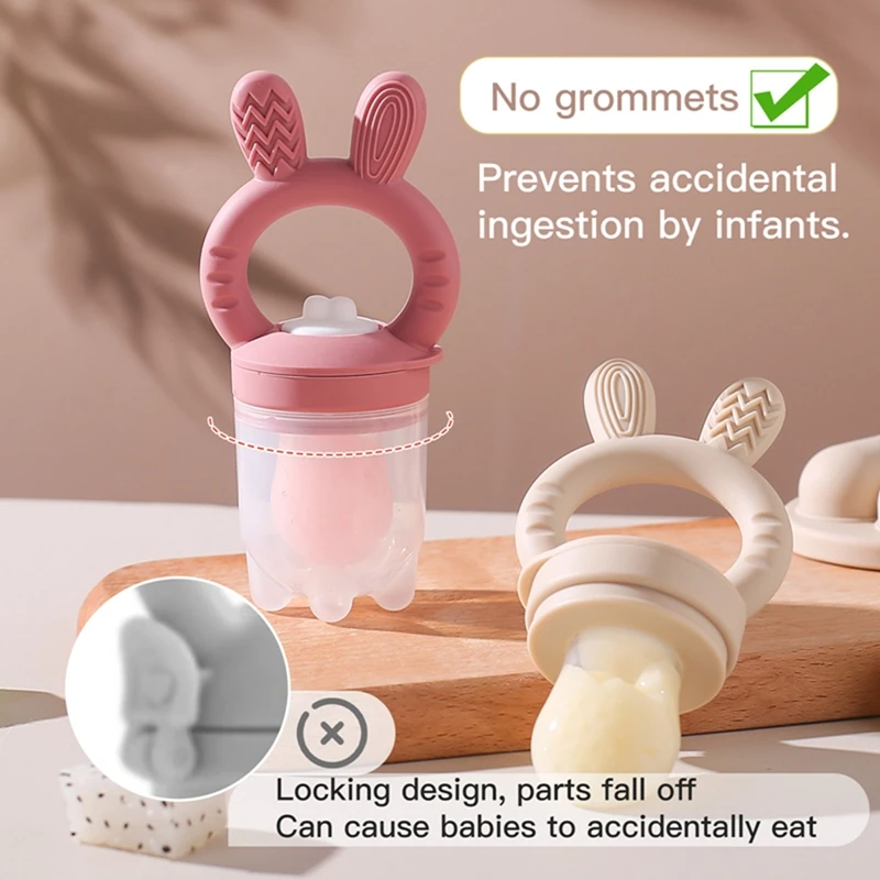 Silicone Baby Fruit Feeder With Cover Fruit Vegetable Food Supplement Bite Soother Nibbler Feeding Tableware Teething Pacifier