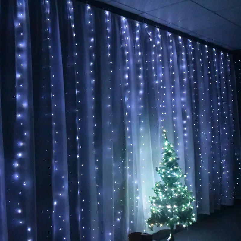ผ้าม่านไฟ LED String ตกแต่งคริสต์มาส 3 M รีโมทคอนโทรลวันหยุดงานแต่งงาน Fairy Garland สําหรับห้องนอนกลางแจ้ง